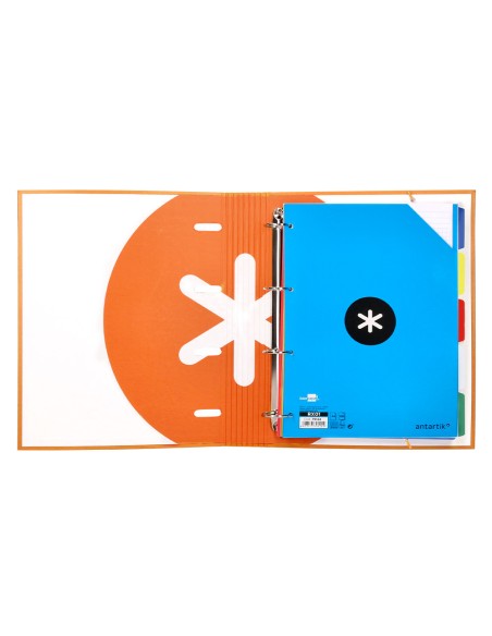 CI | Carpeta Con Recambio Y Solapa Liderpapel Antartik A4 Cuadro 5 Mm Forrada 4 Anillas Redondas 40Mm Color Mostaza