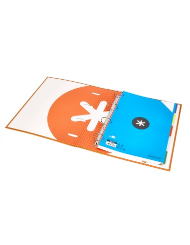 CI | Carpeta Con Recambio Y Solapa Liderpapel Antartik A4 Cuadro 5 Mm Forrada 4 Anillas Redondas 40Mm Color Mostaza