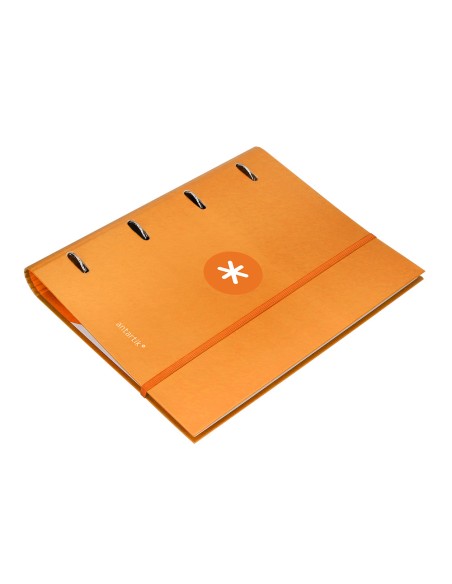 CI | Carpeta Con Recambio Y Solapa Liderpapel Antartik A4 Cuadro 5 Mm Forrada 4 Anillas Redondas 40Mm Color Mostaza