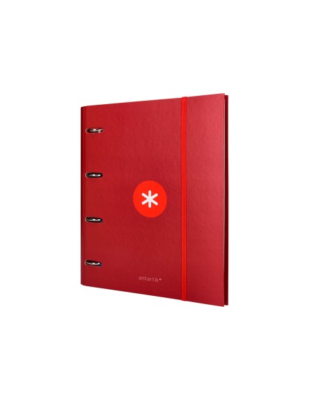 CI | Carpeta Con Recambio Y Solapa Liderpapel Antartik A4 Cuadro 5 Mm Forrada 4 Anillas Redondas 40Mm Color Frambuesa