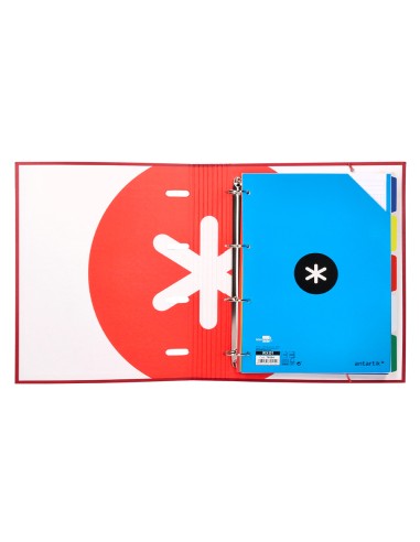 CI | Carpeta Con Recambio Y Solapa Liderpapel Antartik A4 Cuadro 5 Mm Forrada 4 Anillas Redondas 40Mm Color Frambuesa