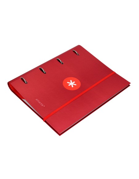 CI | Carpeta Con Recambio Y Solapa Liderpapel Antartik A4 Cuadro 5 Mm Forrada 4 Anillas Redondas 40Mm Color Frambuesa