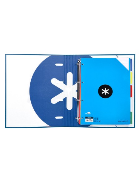 CI | Carpeta Con Recambio Y Solapa Liderpapel Antartik A4 Cuadro 5 Mm Forrada 4 Anillas Redondas 40Mm Color Azul