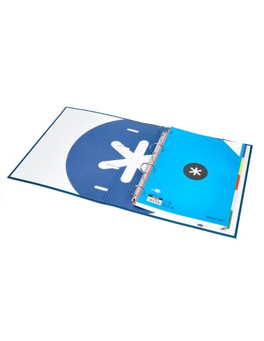CI | Carpeta Con Recambio Y Solapa Liderpapel Antartik A4 Cuadro 5 Mm Forrada 4 Anillas Redondas 40Mm Color Azul