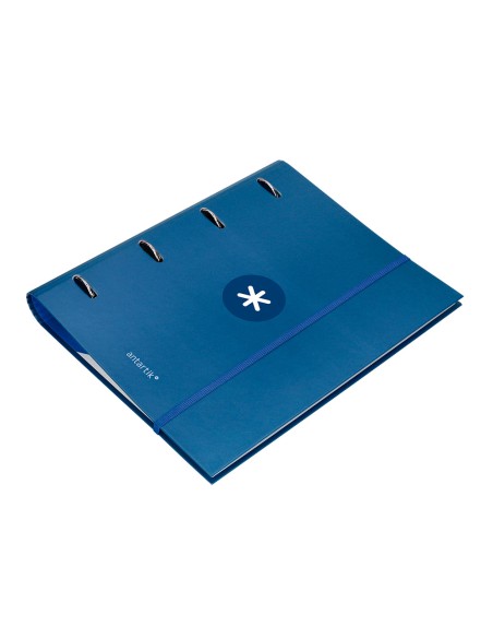 CI | Carpeta Con Recambio Y Solapa Liderpapel Antartik A4 Cuadro 5 Mm Forrada 4 Anillas Redondas 40Mm Color Azul