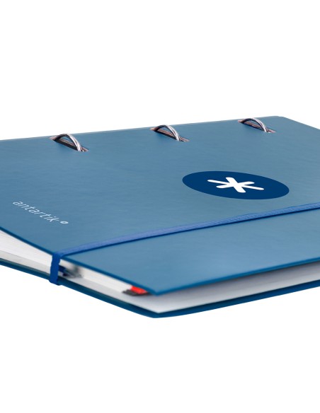 CI | Carpeta Con Recambio Y Solapa Liderpapel Antartik A4 Cuadro 5 Mm Forrada 4 Anillas Redondas 40Mm Color Azul