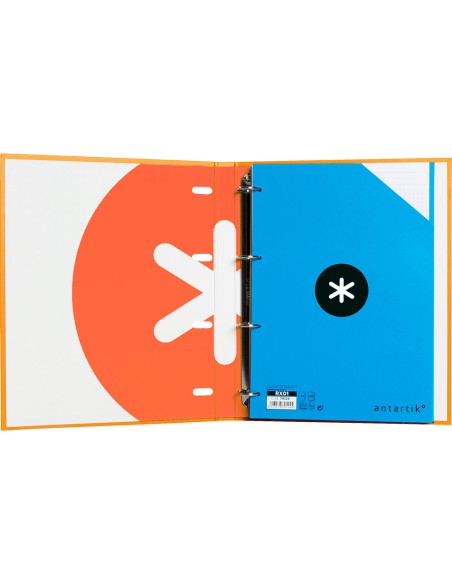 CI | Carpeta Con Recambio Liderpapel Antartik A4 Cuadro 5Mm Forrada 4 Anillas Redondas 25Mm Color Mostaza