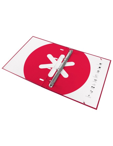 CI | Carpeta Con Recambio Liderpapel Antartik A4 Cuadro 5Mm Forrada 4 Anillas Redondas 25Mm Color Frambuesa