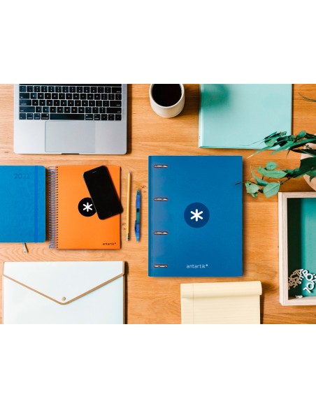 CI | Carpeta Con Recambio Liderpapel Antartik A4 Cuadro 5Mm Forrada 4 Anillas Redondas 25Mm Color Azul
