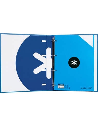 CI | Carpeta Con Recambio Liderpapel Antartik A4 Cuadro 5Mm Forrada 4 Anillas Redondas 25Mm Color Azul