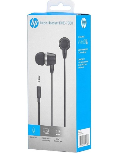 CI | Auricular Hp Dhe-7000 Con Cable Y Almohadillas De Silicona Jack 3,5 Mm Color Negro