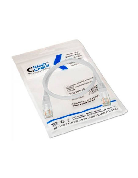 CI | Cable Red Nanocable Latiguillo Rj45 Categoria 6 Utp Awg24 Color Gris Longitud 0,5 M