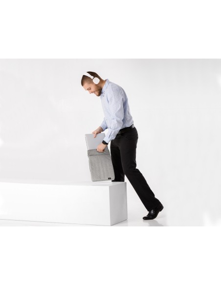 CI | Funda para portatil q-connect 13,3" con asa 1 bolsillo exterior con cremallera color gris 350x250x25 mm