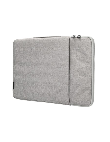 CI | Funda para portatil q-connect 13,3" con asa 1 bolsillo exterior con cremallera color gris 350x250x25 mm