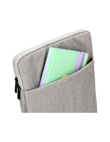CI | Funda para portatil q-connect 13,3" con asa 1 bolsillo exterior con cremallera color gris 350x250x25 mm