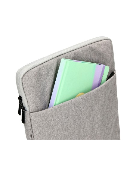 CI | Funda para portatil q-connect 13,3" con asa 1 bolsillo exterior con cremallera color gris 350x250x25 mm