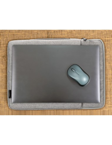 CI | Funda para portatil q-connect 13,3" con asa 1 bolsillo exterior con cremallera color gris 350x250x25 mm