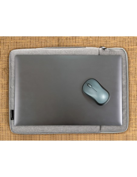 CI | Funda para portatil q-connect 13,3" con asa 1 bolsillo exterior con cremallera color gris 350x250x25 mm