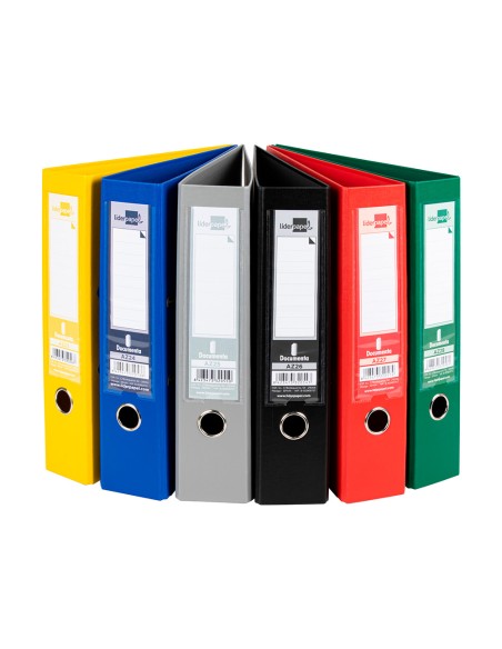 CI | Archivador de palanca liderpapel a4 documenta forrado pvc con rado lomo 75 mm colores surtidos classic
