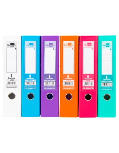CI | Archivador de palanca liderpapel a4 documenta forrado pvc con rado lomo 75 mm colores surtidos trending
