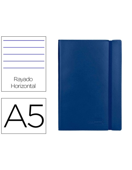 CI | Libreta liderpapel simil piel a5 120 hojas 70g/m2 horizontal sin margen azul