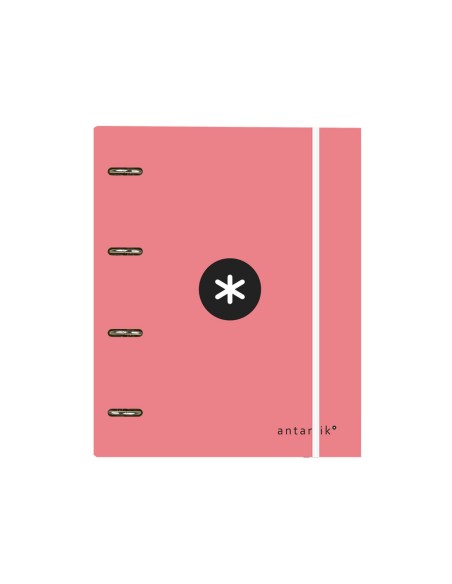 CI | Carpeta con recambio liderpapel antartik a4 cuadro 5mm forrada 4 anillas 25mm color coral