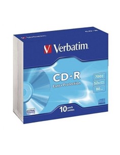 Cd-rom verbatim datalife 52x 700mb 10 unidades slim extra...