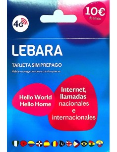 Tarjeta SIM Prepago Lebara - Saldo: 10 