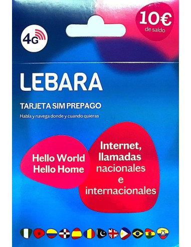 Tarjeta SIM Prepago Lebara - Saldo: 10 