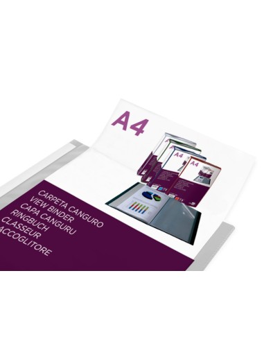 CI | Carpeta liderpapel 30 fundas canguro pp din a4 transparenteportada y lomo personalizable