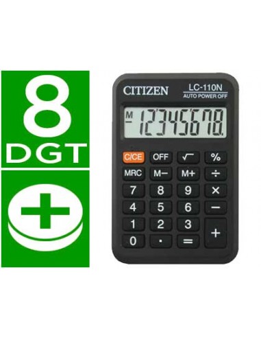 CI | Calculadora citizen bolsillo lc-110 8 digitos negra