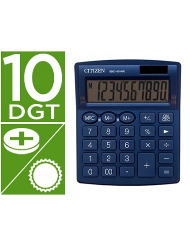 CI | Calculadora citizen sobremesa sdc-810 nrnve 10 digitos 124x102x25 mm azul
