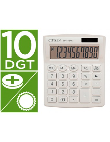 CI | Calculadora citizen sobremesa sdc-810 nrwhe 10 digitos 124x102x25 mm blanco