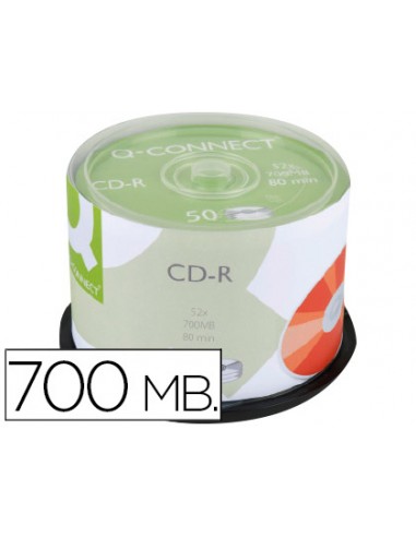 CI | Cd-r q-connect con superficie 100% imprimible para inkjet capacidad 700mb duracion 80minvelocidad 52x bote de 50 unid
