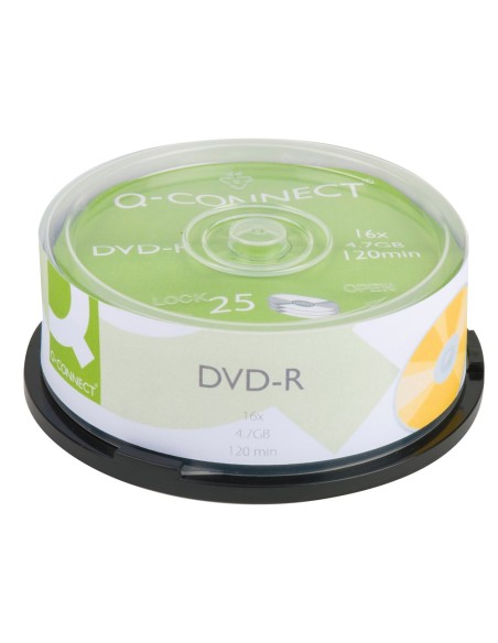 CI | Dvd-r q-connect capacidad 4,7gb duracion 120min velocidad 16x bote de 25 unidades