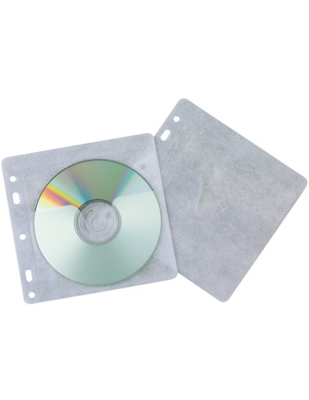 CI | Sobre para 2 cd q-connect polipropileno con solapa multitaladro y forro protector-pack de 40 unidades