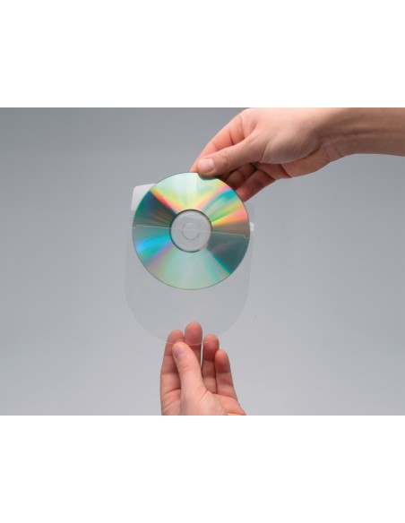 CI | Funda autoadhesiva para cd q-connect con solapa pack de 10 unidades