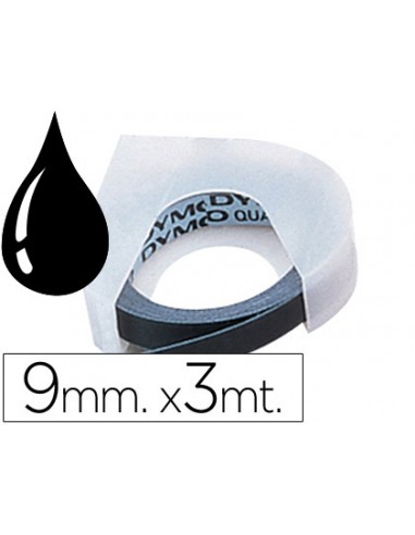 CI | Cinta dymo 9mm x 3mt negra -tradicional