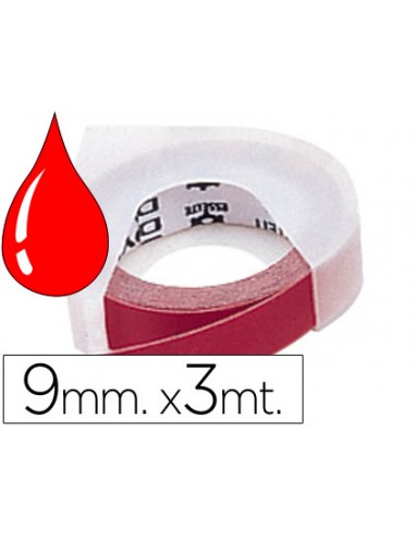CI | Cinta dymo 9mm x 3mt roja -tradicional
