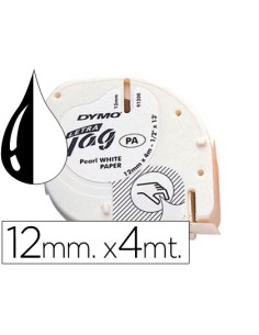 CI | Cinta dymo papel 12mmx4mt -negro/blanco para letratag