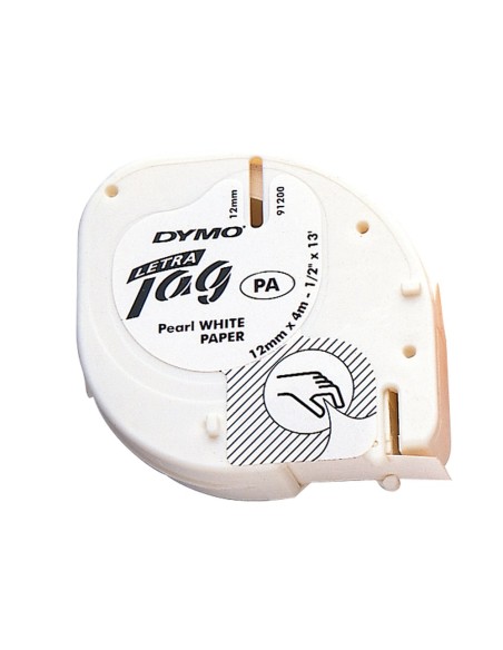 CI | Cinta dymo papel 12mmx4mt -negro/blanco para letratag