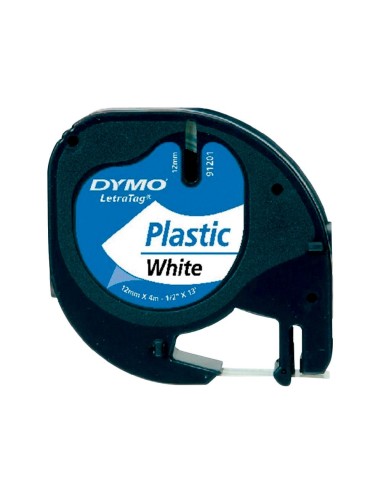 CI | Cinta dymo 12mmx4mt -negro/blanco perla para maquina letratag 91201