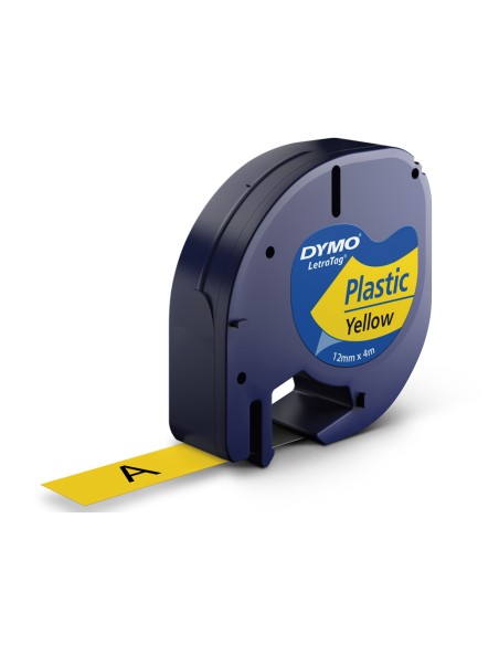 CI | Cinta dymo 12mmx4mt -negro/hiperamarillo para maquina letratag