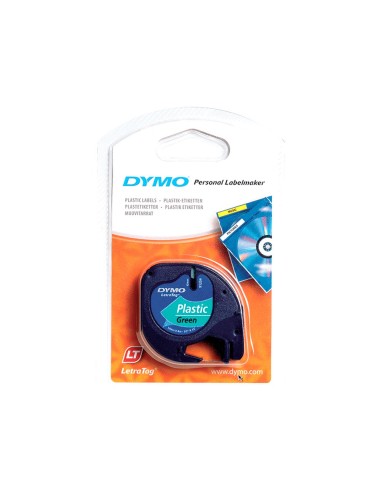 CI | Cinta dymo 12mmx4mt -negro/verde acido para maquina letratag