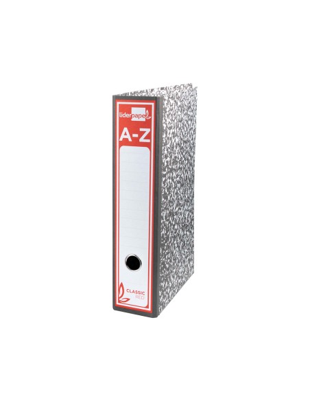 CI | Archivador de palanca liderpapel folio classic red carton entrecolado sin rado lomo 80mm gris compresor metalico