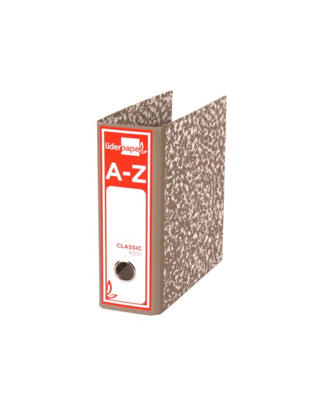 CI | Archivador de palanca liderpapel cuarto classic red carton entrecolado sin rado lomo 80mm gris compresor metalic