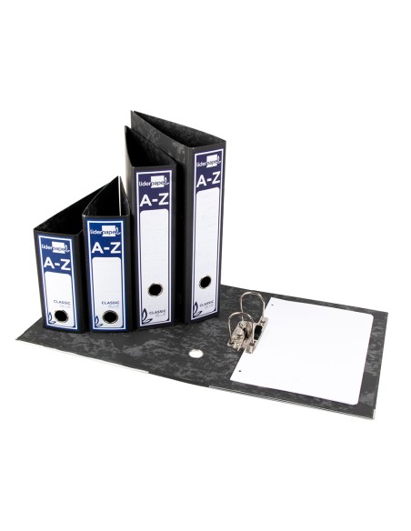 CI | Archivador de palanca liderpapel folio classic blue carton entrecolado sin rado lomo 80mm negro compresor metal