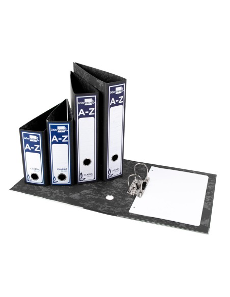 CI | Archivador de palanca liderpapel cuarto classic blue sin rado lomo 80mm negro compresor metalico