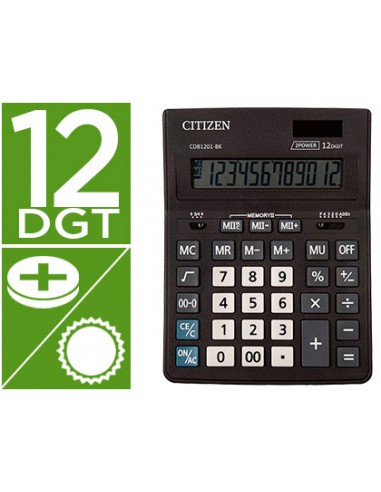 CI | Calculadora citizen sobremesa business line eco eficiente solar y pilas 12 digitos 200x157x35 mm