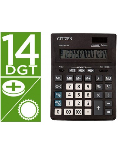 CI | Calculadora citizen sobremesa business line eco eficiente solar y pilas 14 digitos 200x157x35 mm